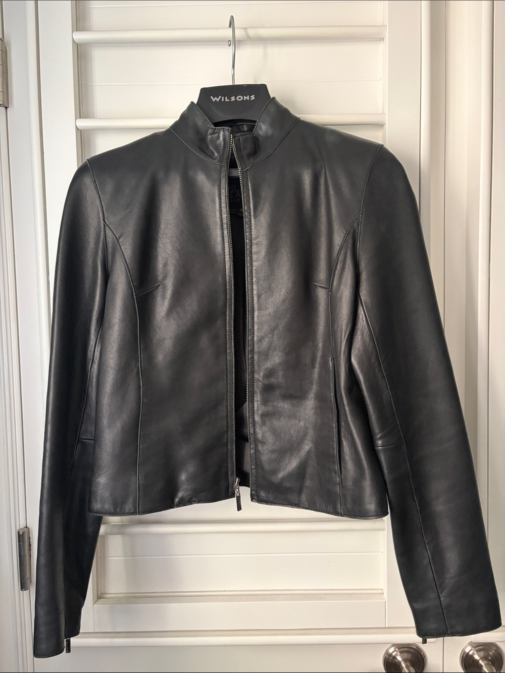 Wilson Black Leather Slim Zip-Front Women's Jacket